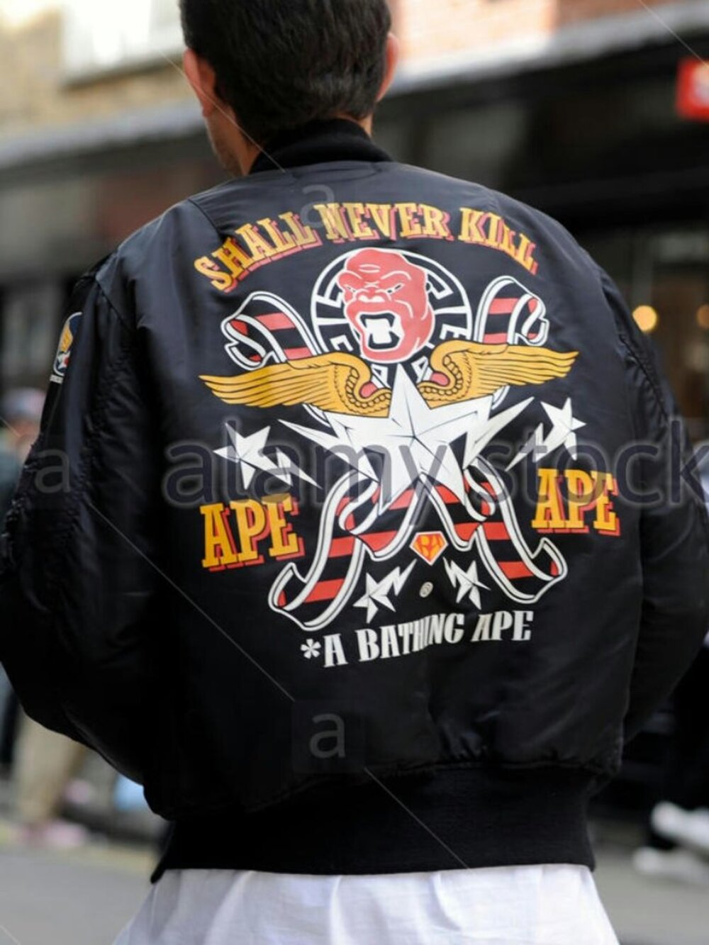 Vintage Bape x Real McCoys Toys Heavy Bomber Jacket Made in Japan A Bathing Ape